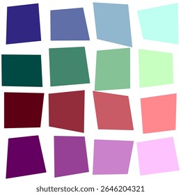 Color palette swatches. Square sample grid. Paint selection chart. Vector color guide.