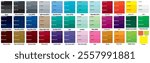 Color Palette. Color Template Chart for your design . Color palette guide for printing with brushes, blank notepad at office desk. Color reference illustration
