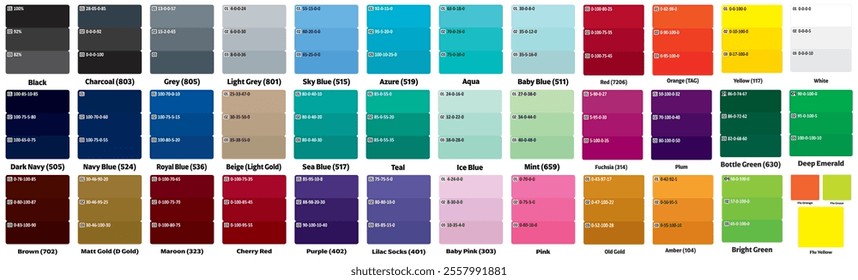 Color Palette. Color Template Chart for your design . Color palette guide for printing with brushes, blank notepad at office desk. Color reference illustration