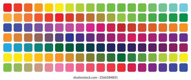 Color Palette. Color Template Chart for your design. Colour Guide Illustration, Table color shades. Complete Abstract Color's Palette Guide in RGB Vector.