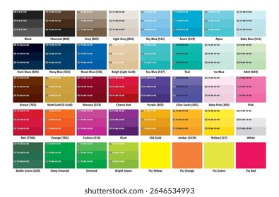 Color Palette. Color Template Chart for your design . Color palette guide for printing with brushes, blank notepad at office desk. Color reference illustration