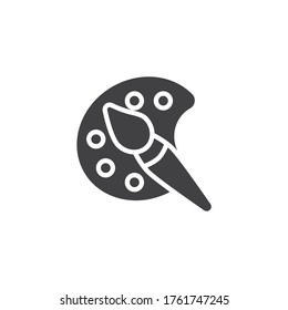 Color palette vector icon. filled flat sign for mobile concept and web design. Paint brush with palette glyph icon. Symbol, logo illustration. Vector graphics
