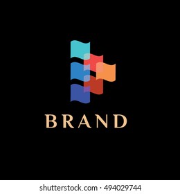 Color palette vector logo design. Bright colors in a triangle form