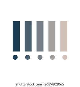 Paleta de colores con barras de Vertical y puntos aislados sobre fondo blanco