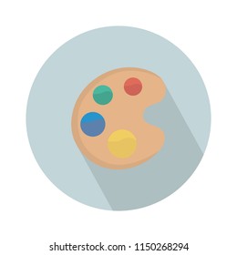 color palette watercolor icon, Palette with paints and brush isolated on white background