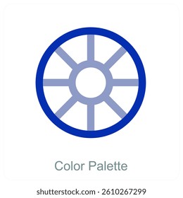 Color Palette and writing tools icon concept