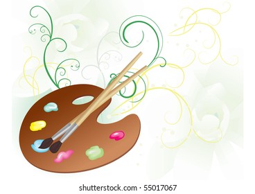color pallet with brushes