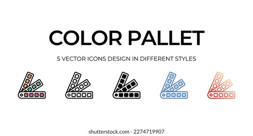 diseño de iconos de pallet de color en estilo Cinco con barra editable. Línea, Sólido, Línea plana, Color de tono Duo y Línea de degradado de color. Adecuado para diseño de páginas Web, aplicaciones móviles, UI, UX y GUI.