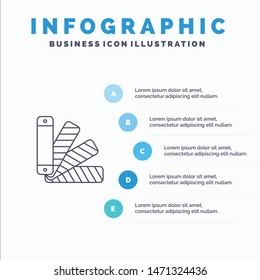 Color, Pallet, Pantone, Swatch Line icon with 5 steps presentation infographics Background. Vector Icon Template background