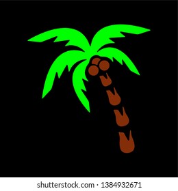 Color palm tree black background