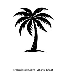 "Color Palm Tree Icon silhouette on White Background – Tropical Vector Illustration"