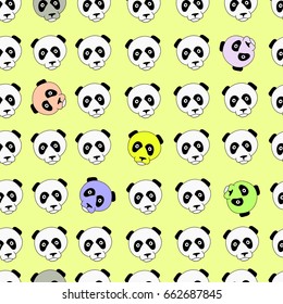Color panda head china design vector illustration. Separate objects. Hand drawn doodle