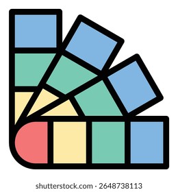 Ilustração de estilo de linha plana ícone Pantone de cor representando a seleção de cores padronizada e consistência de design, adequado para projetos de marca, design gráfico e indústria de impressão
