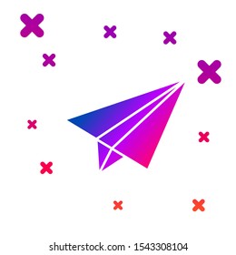 Color Paper airplane icon isolated on white background. Gradient random dynamic shapes. Vector Illustration