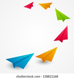 Color paper airplanes - vector illustration