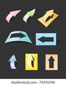 Colección de flechas de papel de color