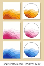 color of paper art cartoon abstract waves. Paper carve background.