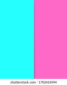 Color paper background. Bright vector template 80s. Pink, light blue geometry.