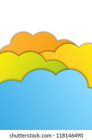Color paper clouds background