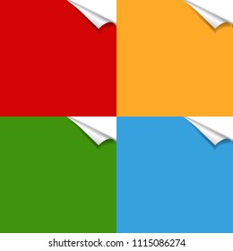 Color Paper With Corners Set With Gradient Mesh, Vector Illustration