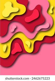 Color paper cut background. Abstract realistic paper design textured with wavy layers. 3D relief relief. The art of carving. Vector.
