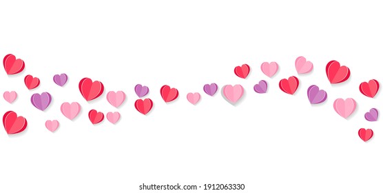 Color paper hearts background concept, illustration for Valentine’s, wedding, anniversary, birthday. Vector