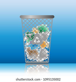Color paper in the mesh bin on floor