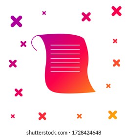 Color Paper scroll icon isolated on white background. Canvas scroll sign. Gradient random dynamic shapes. Vector Illustration