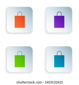 Color Paper shopping bag icon isolated on white background. Package sign. Set icons in colorful square buttons. Vector Illustration