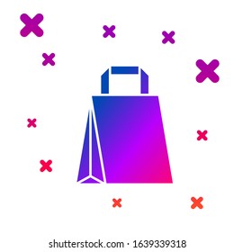 Color Paper shopping bag icon isolated on white background. Package sign. Gradient random dynamic shapes. Vector Illustration
