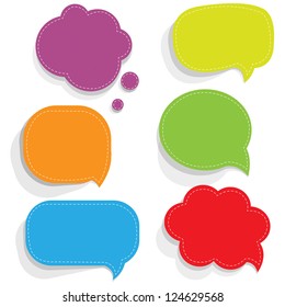 Color Paper Speech Bubbles With Gradient Mesh, Vector Illustration