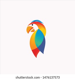 color parrot logo template modern - Vector