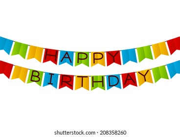 Color Party Flags Birthday Message Stock Vector (Royalty Free ...