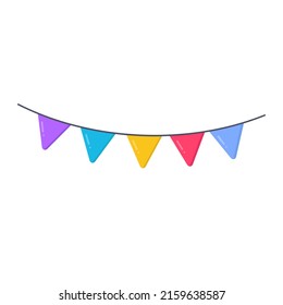 Color party flags isolated on white background.