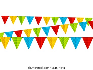 Color party flags isolated on white