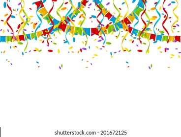 Color party flags on white background