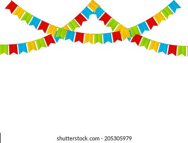 Color party flags on white background
