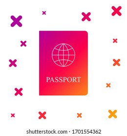 Color Passport with biometric data icon isolated on white background. Identification Document. Gradient random dynamic shapes. Vector Illustration