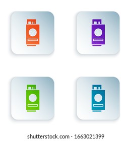 Color Passport with ticket icon isolated on white background. Identification Document. Concept travel and tourism. Set colorful icons in square buttons. Vector Illustration