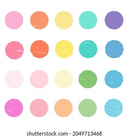 Color pastel palette circles Icon design, Colorful chalk. Draw a picture on the white background.