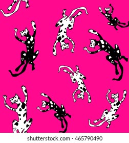 color pattern with cats flying on a red background