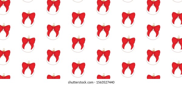 Color pattern with Christmas decorations and red bow. Hand-drawn. Vector
