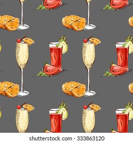 Color pattern contemporary classics cocktails on white background. Background for use in design, web site, packing, textile, fabric