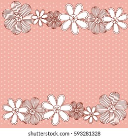 color pattern dotted with row flowers background vector illustration