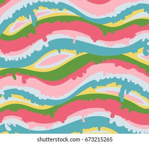 Color pattern with dripping paint and lines