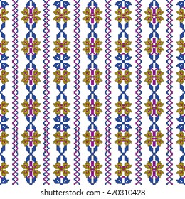 color pattern for embroidery, in the form of pixel mosaics. vector illustration. Simple leaves, butterfly, flower. for textile industry patterns home knitting, interior decoration items