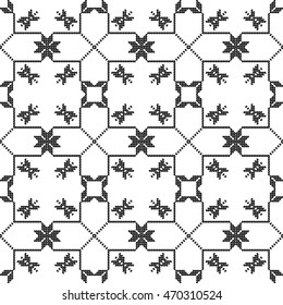 color pattern for embroidery, in the form of pixel mosaics. vector illustration. Simple leaves, butterfly, flower. for textile industry patterns home knitting, interior decoration items