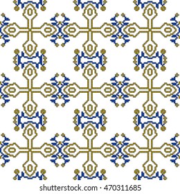 color pattern for embroidery, in the form of pixel mosaics. vector illustration. Simple leaves, butterfly, flower. for textile industry patterns home knitting, interior decoration items