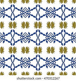 color pattern for embroidery, in the form of pixel mosaics. vector illustration. Simple leaves, butterfly, flower. for textile industry patterns home knitting, interior decoration items