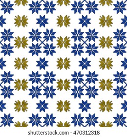 color pattern for embroidery, in the form of pixel mosaics. vector illustration. Simple leaves, butterfly, flower. for textile industry patterns home knitting, interior decoration items
